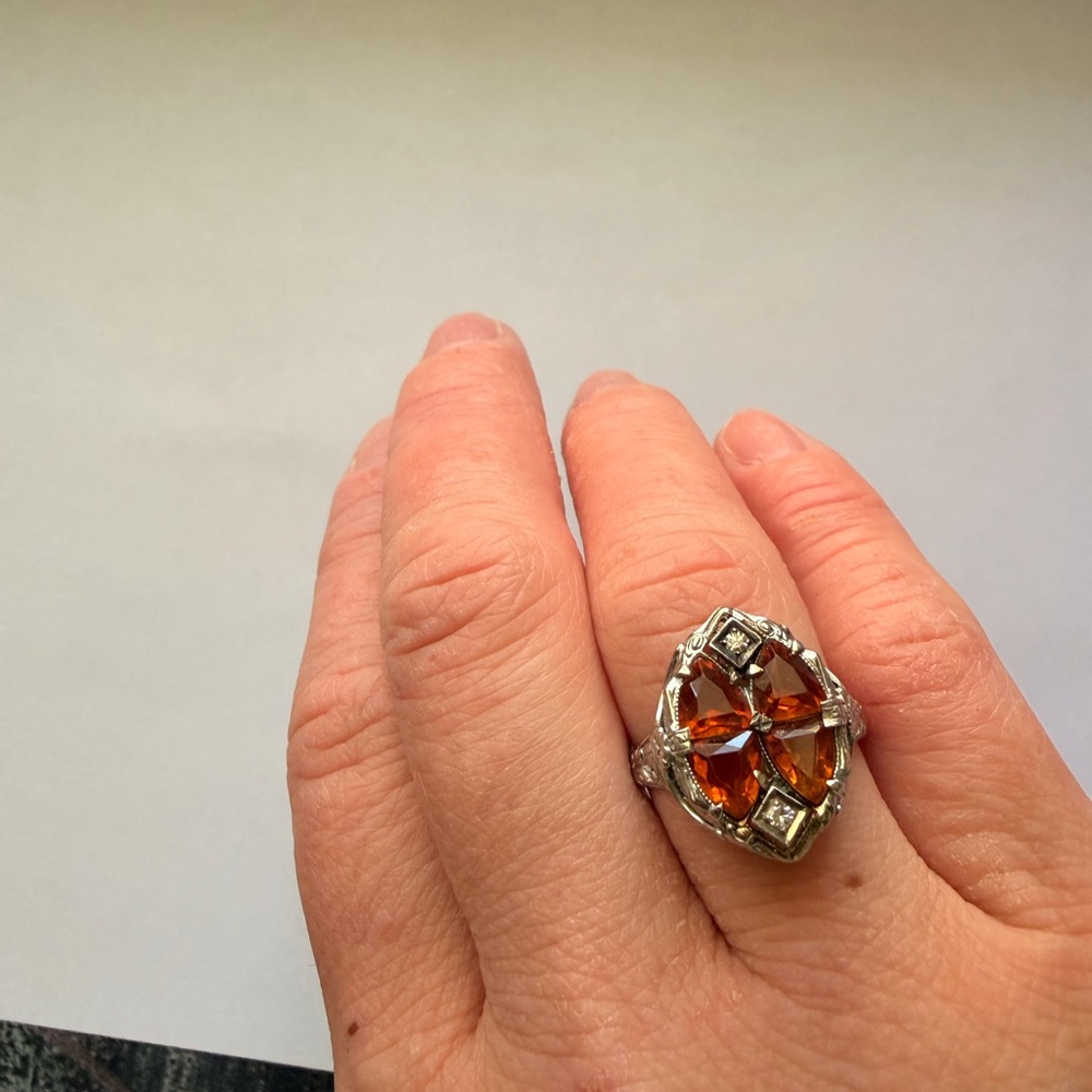 White gold Madeira citrine quartz ring